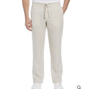 Perry Ellis 100% Linen Drawstring Men’s Pants Natural Linen Size 38 New With Tag